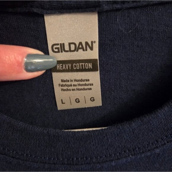 Gildan Heavy Cotton Best Papa By Par Navy T-Shirt - Picture 2 of 4